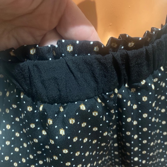 H&M Black Silky Woven Elastic Waist Pull On Gold Club Print Pants Size 4 $30 - Picture 4 of 12